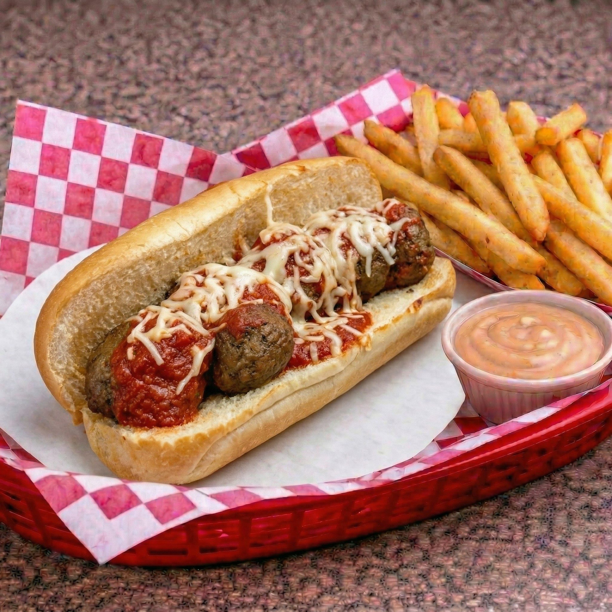 Meatball & Cheese Hot Sub.