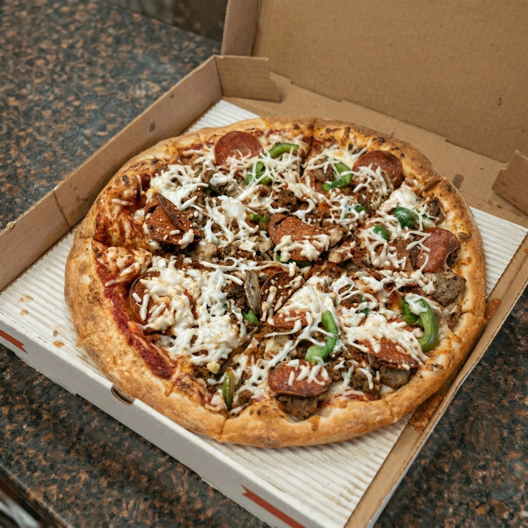 Vegan Deluxe Pizza.