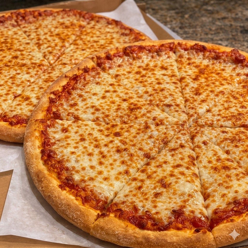 Two 16" Cheese Pizzas.