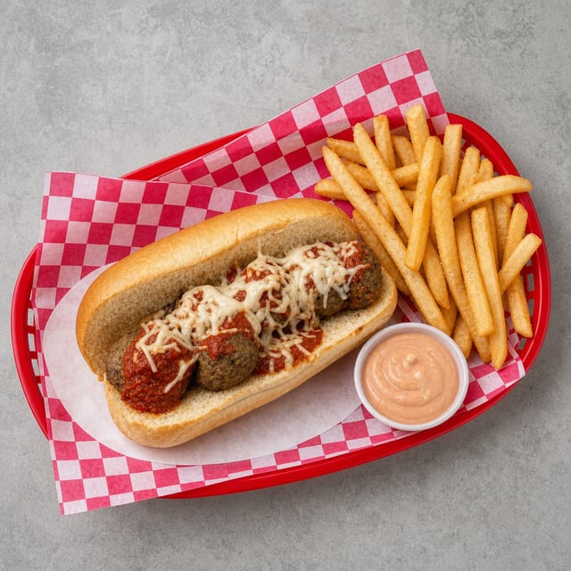 Meatball & Cheese Hot Sub.