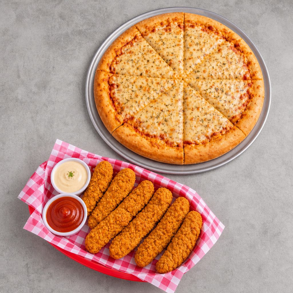 12" Vegan Cheese Pizza & 7 Tenders.