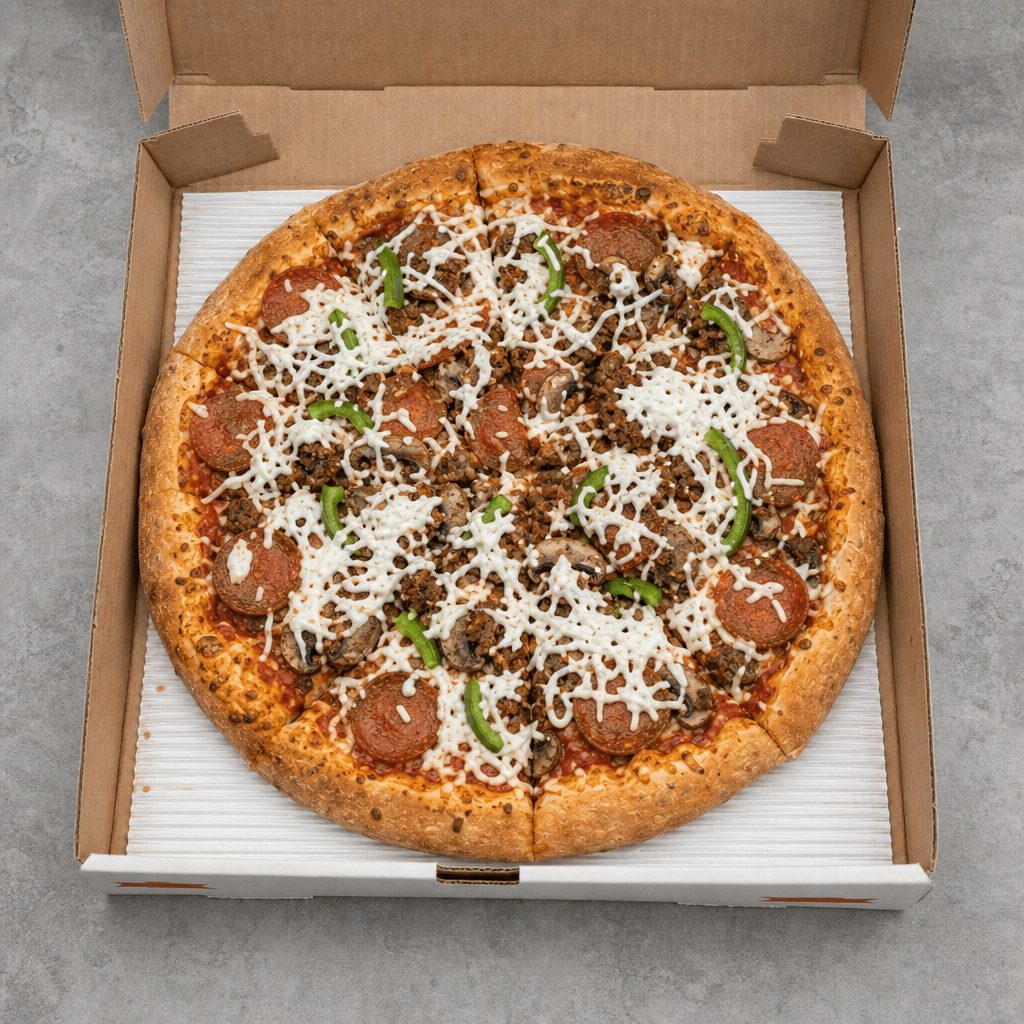 Vegan Deluxe Pizza.