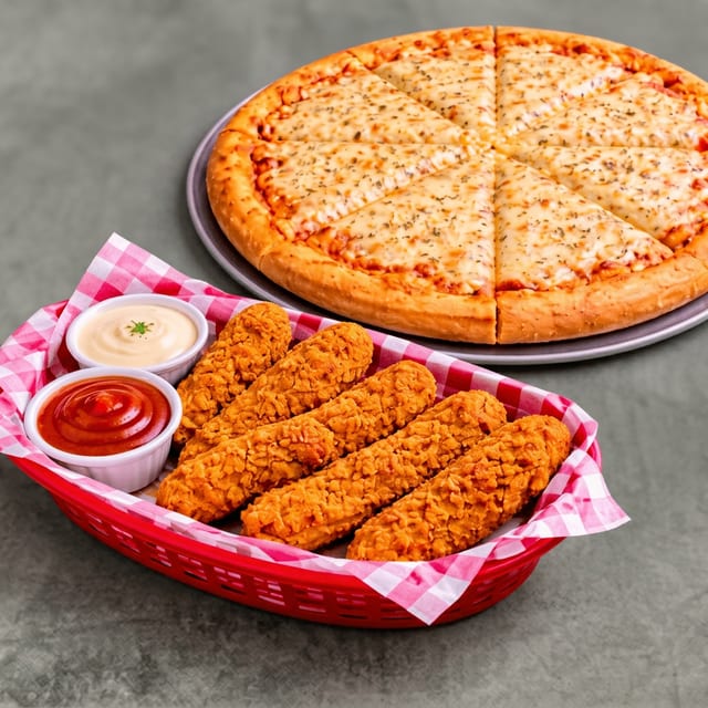 14" Vegan Cheese Pizza & 7 Tenders.