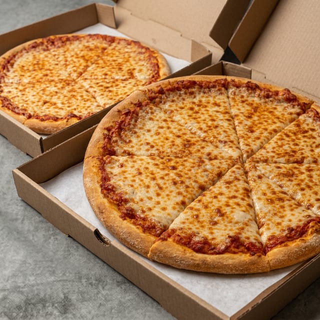 Two 16" Cheese Pizzas.