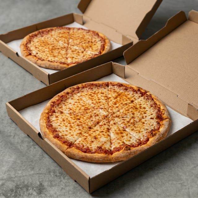 BOGO 14" Vegan Cheese Pizza.