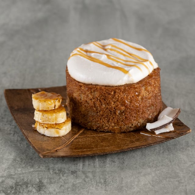 Vegan Banana and Coconut Frosting Cake.