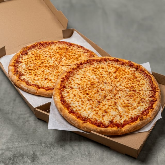 Two 14" Cheese Pizzas.